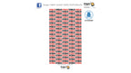 A flat lay of a Dragon TAROT deck, showing the red and white patterned card backs arranged in a grid. The image includes branding elements such as the Dragon TAROT logo, a blue LO SKAMARIO logo, and social media icons at the top, all on a plain white background.
