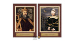 A set of two framed tarot art prints side by side on a white background. The left print is titled 'IV.