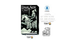 Dragon Tarot 'Dark Side of Tarot' card deck box shown on a white background with brand logos, a 100% authentic guarantee badge, and social media icons.