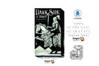 Dragon Tarot 'Dark Side of Tarot' card deck box shown on a white background with brand logos, a 100% authentic guarantee badge, and social media icons.