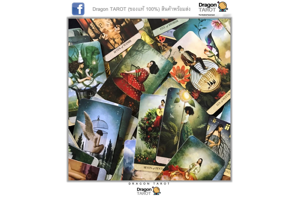 A square product image for a Dragon Tarot deck, showing a collage of illustrated tarot cards with Thai text and the Dragon Tarot logo at the top and bottom, set against a white background.