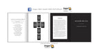 A tarot card guidance booklet shown open in three panels on a white background. The left panel shows the title page, the middle panel shows several black tarot card illustrations, and the right panel shows a dark cover with the text '# MATOR ARCANA' and 'A GIFT YOU WILL LOVE.
