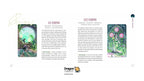 A printed informational page for Dragon Tarot featuring two illustrated card back designs labeled II Coins and III Coins with explanatory text columns, plus the Dragon Tarot logo at the bottom.
