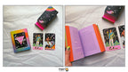 Dragon Tarot deck shown in a two-panel layout on a white fabric background. The left panel shows the colorful box, a black illustrated card with a rainbow, and two tarot cards.