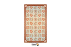 A rectangular Dragon Tarot deck box or card package shown flat against a white background, featuring a cream and peach floral pattern with a brown border and corner motifs. The Dragon Tarot logo is visible at the bottom.