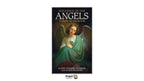 Dragon Tarot 'Influence of the Angels Tarot Guidebook' book cover centered on a white background, featuring an illustration of an angel in a green cloak with the title in large gold and white lettering.