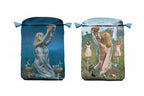 Two Dragon Tarot card sleeves featuring artistic illustrations of a woman holding a chalice, shown side by side on a white background with brand text above and below.